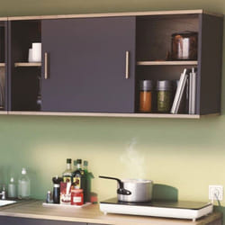 Meuble haut de cuisine 1 porte effet chêne et noir mat - kitchy