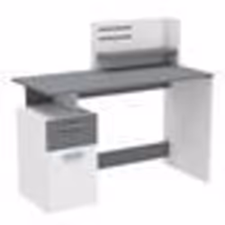 Bureau droit - Blanc et gris - Contemporain - L 1215 x H 1097 x P 551 cm - 1 porte 1 tiroir - PLATON