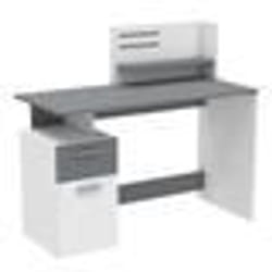 Bureau droit - Blanc et gris - Contemporain - L 1215 x H 1097 x P 551 cm - 1 porte 1 tiroir - PLATON