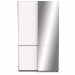 Caractéristiques produit : Armoire 2 portes coulissantes + miroir L120 cm Ghost. En panneaux de particules 15 et 12 mm. Aména ...