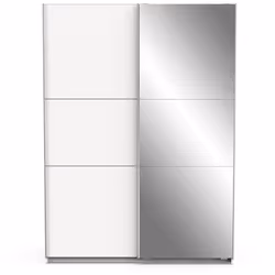 Caractéristiques produit : Armoire 2 portes coulissantes + miroir L150 cm Ghost. En panneaux de particules 15 et 12 mm. Aména ...