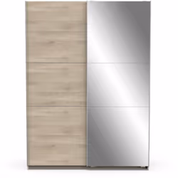 Caractéristiques produit : Armoire 2 portes coulissantes + miroir L150 cm Ghost. En panneaux de particules 15 et 12 mm. Aména ...