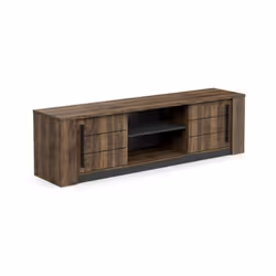 Meuble TV - Banc TV 2 portes coulissantes MONACO en panneaux de particules 15 et 22 mm. De dimensions L.184.5 x P.42.3 x H.51 ...