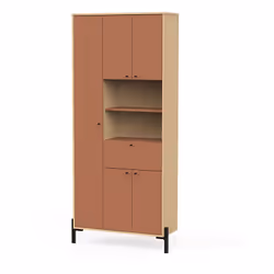 Demeyere - Armoire salle de bain avec miroir 5 portes abricot Elisa