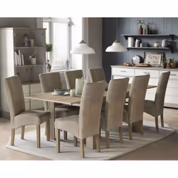Cette table à manger extensible au décor chêne de la marque WEEKS est synonyme de convivialité. Elle permet de réunir tous vo ...