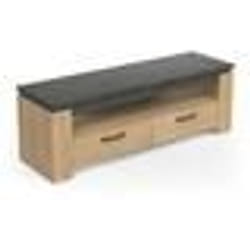 Meuble TV AUSTIN - Taille écran max 55 (140 cm) - Décor chêne Hamilton et Sidewalk - L 140 x P 42 x H 47 cm - DEMEYERE