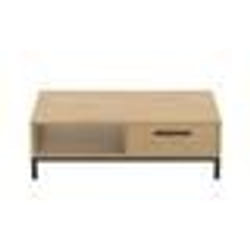 Table basse 1 tiroir / 1 niche - CRAFT - Rectangulaire - Chêne Hamilton / Noir - 1104 x 50 x 369 cm - DEMEYRE