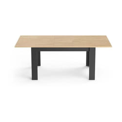 Table extensible - craft - Rectangulaire - Décor mélamine chene hamilton et noir mat - 6 places - 160 / 200 x 90 cm Demeyere
