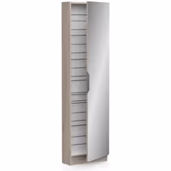 Armoire à chaussures avec miroir - ZAPATERO - Chêne - 12 rangements - DEMEYERE