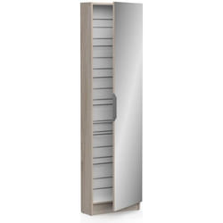 Armoire à chaussures avec miroir - ZAPATERO - Chêne - 12 rangements - DEMEYERE