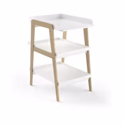 Table a langer de dimensions L.58 x P.71,1 x H.101,2 cm De coloris blanc mat, en bois massif et MDF. Deux étageres de rangeme ...
