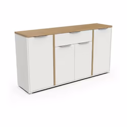 ENFILADE 4 PORTES/1 TIROIR ACCESS L : 160,7cm / P : 39,6cm / H : 85,6cm Meuble en panneaux de particules de 25 et 15 mm Meubl ...