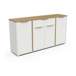 Enfilade ACCESS - 4 portes + 1 tiroir - Décor chene Hamilton et Blanc - L 160,7 x P 39,6 x H 85,6 cm - DEMEYERE