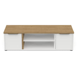 Calicosy - Meuble tv 2 portes et 2 niches décor chêne et blanc L135 cm - access