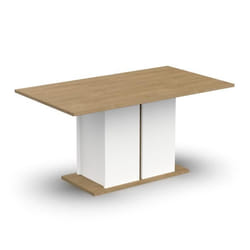 Table à manger seule ACCESS - 6 personnes - Décor chêne Hamilton et blanc - L 160 x P 78 x H 90  cm - DEMEYERE