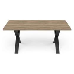 Table - STOUT - Rectangulaire - Décor mélamine halifax - Pied en X noir mat - 6 places - 180 x 90 cm - DEMEYERE