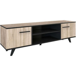 Table tv-tv Way en chêne brossé et noir avec portes et compartiment 151x46