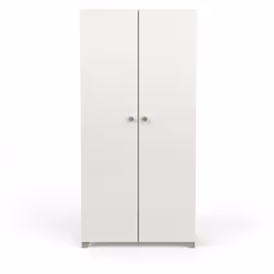 Armoire 2 portes penderie + lingère Izzy blanc et bois