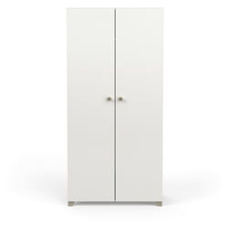 Armoire 2 portes penderie + lingère Izzy blanc et bois