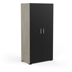 Armoire 2 portes penderie + lingère Izzy noir et bois