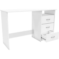 Habitat Et Jardin Bureau "aristote" - 3 Tiroirs - 123 X 76.5 X 50.1 Cm - Coloris Blanc Perle