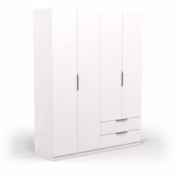 Caractéristiques produit : Armoire 4 portes 2 tiroirs GHOST coloris blanc mat de dimensions L.157,3 x P.51,1 x H.203 cm. En p ...
