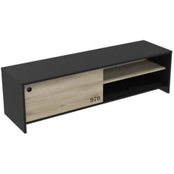 Meuble TV 1 porte coulissante - Décor chêne kronberg - L 1513 x P 423 x H 427 cm - TOMY