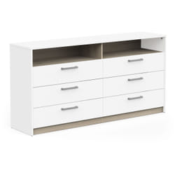 Commode - WATSON - 6 tiroirs - Chêne Kronberg / Blanc mat - 1627 x 395 x 811 cm - DEMEYERE