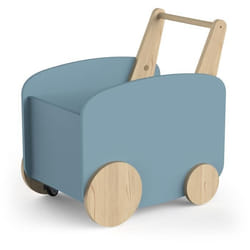 Chariot de rangement à roulettes - FIRMIANA - Style scandinave - Bleu orage et bois naturel - 498 x 35 x 525 cm - DEMEYERE