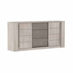 Enfilade ANTIBES en panneaux de particules 15 et 22 mm. De dimensions L.206 x P.44.9 x H.94 cm. Rangement : 2 portes coulissa ...