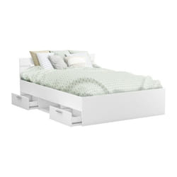 Demeyere Lit adulte michigan - 160 x 200 cm - Multiples rangements - Blanc