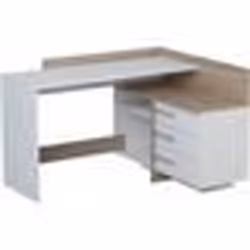 Bureau dangle 3 tiroirs - Décor chêne et blanc - L 1285 x P 1057 x H 832 cm - THALES