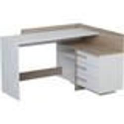 Bureau dangle 3 tiroirs - Décor chêne et blanc - L 1285 x P 1057 x H 832 cm - THALES