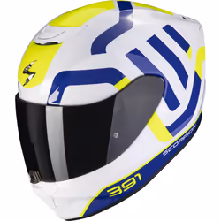 Scorpion EXO 391 Arok Casque, blanc-bleu-jaune, taille XL pour Hommes