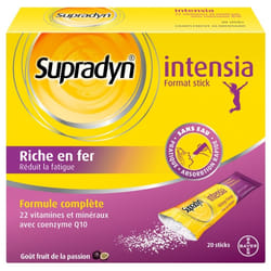 Supradyn Intensia Vitamines Minéraux Fer Coenzyme Q10 Réduit la Fatigue 20 Sticks