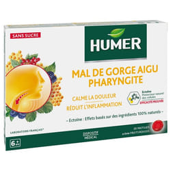 Humer Mal de Gorge Aigu Pharyngite Fruits Rouges 20 Pastilles