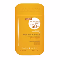 Bioderma Photoderm MAX Aquafluide Pocket SPF 50+ 30 ml, Crème d’écran solaire, Visage, Bouteille, Protection, Peau mixte, Pea ...