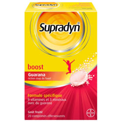 Supradyn Boost Vitamines Minéraux Guarana Action Coup de Fouet 20 Comprimés Effervescents