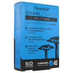 S.I.D Nutrition PreventLife SommeilComplet Mélatonine 40 Comprimés