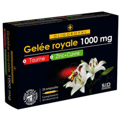 S.I.D Nutrition Oligoroyal Gelée Royale 1000 mg + Taurine + Zinc + Cuivre 20 Ampoules
