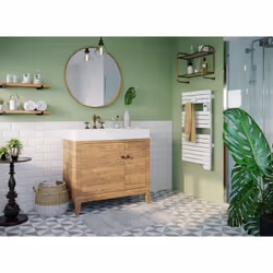 Le sèche-serviettes électrique Sauter Asama II 500W combine design moderne et performance pour chauffer votre salle de bain t ...