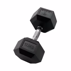 Haltère hexagonale - SVELTUS - 17.5 kg - Caoutchouc durable - Poignée ergonomique - Usage régulier