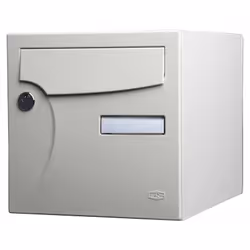 Boîte aux lettres normalisée 2 portes Renz Animation avec décor, ivoire RAL 1015B, finition brillante. Permet de recevoir jus ...