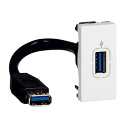 Prise USB data femelle mosaic - préconnectorisée - 1 module - Blanc
