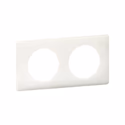 Plaque 2 postes Legrand Céliane, finition blanc laqué brillant, entraxe 71 mm, fixation à clipser