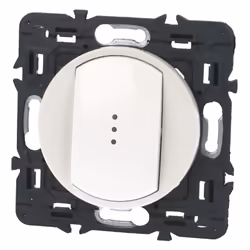 Bouton poussoir lumineux blanc à connectique sans vis.Montage encastré ou en saillie, par vis seulement.A compléter d'une pla ...