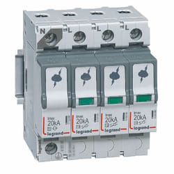 Legrand Parafoudre basse tension typeT2 Imax 20kA/pole, 3P+N, 320V, 4 modules - 412225