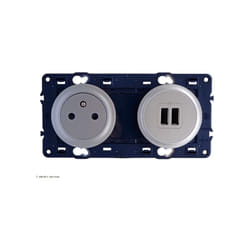 Legrand - Prise de courant et chargeur double usb type-A Céliane Finition: Titane