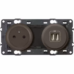 PRISE DE COURANT SURFACE + CHARGEUR USB PRÉCÂBLÉE CÉLIANE ENJO GRAPHITE LEGRAND 099538Avec terre, Surface et prise double cha ...