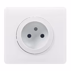Prise 2P Legrand Céliane, sans terre, blanc, 16 A, bornes automatiques, plaque incluse